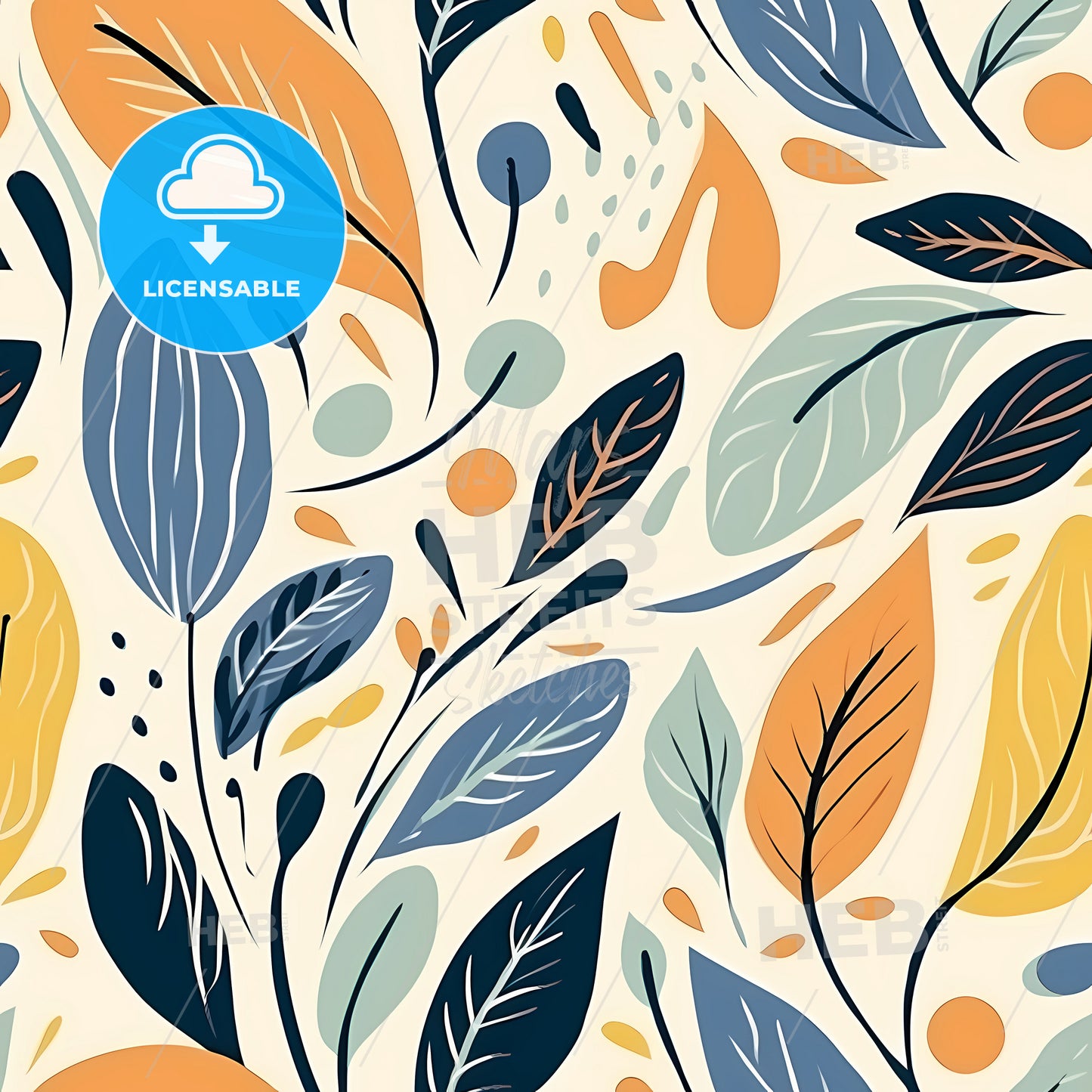 Abstract Flower Art Seamless Pattern, A Colorful Pattern Of Leaves