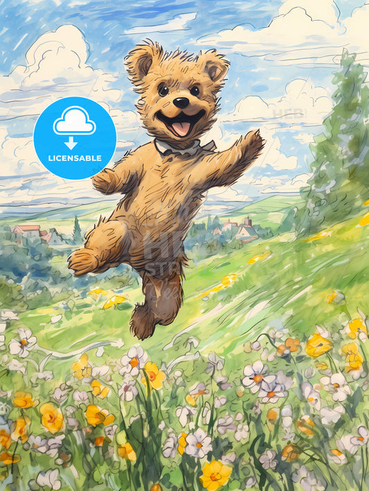 Funny Dog Jumping, A Cartoon Of A Dog Jumping In The Air