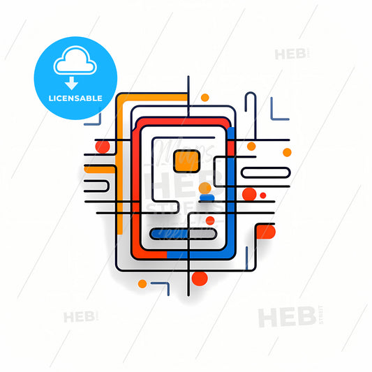 Logo Of A Microchip, A Colorful Lines And Dots