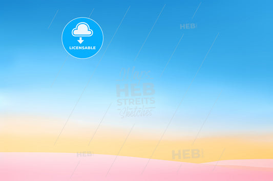 Blue Yellow And White Colorful Background, A Blue Sky And Pink Sand