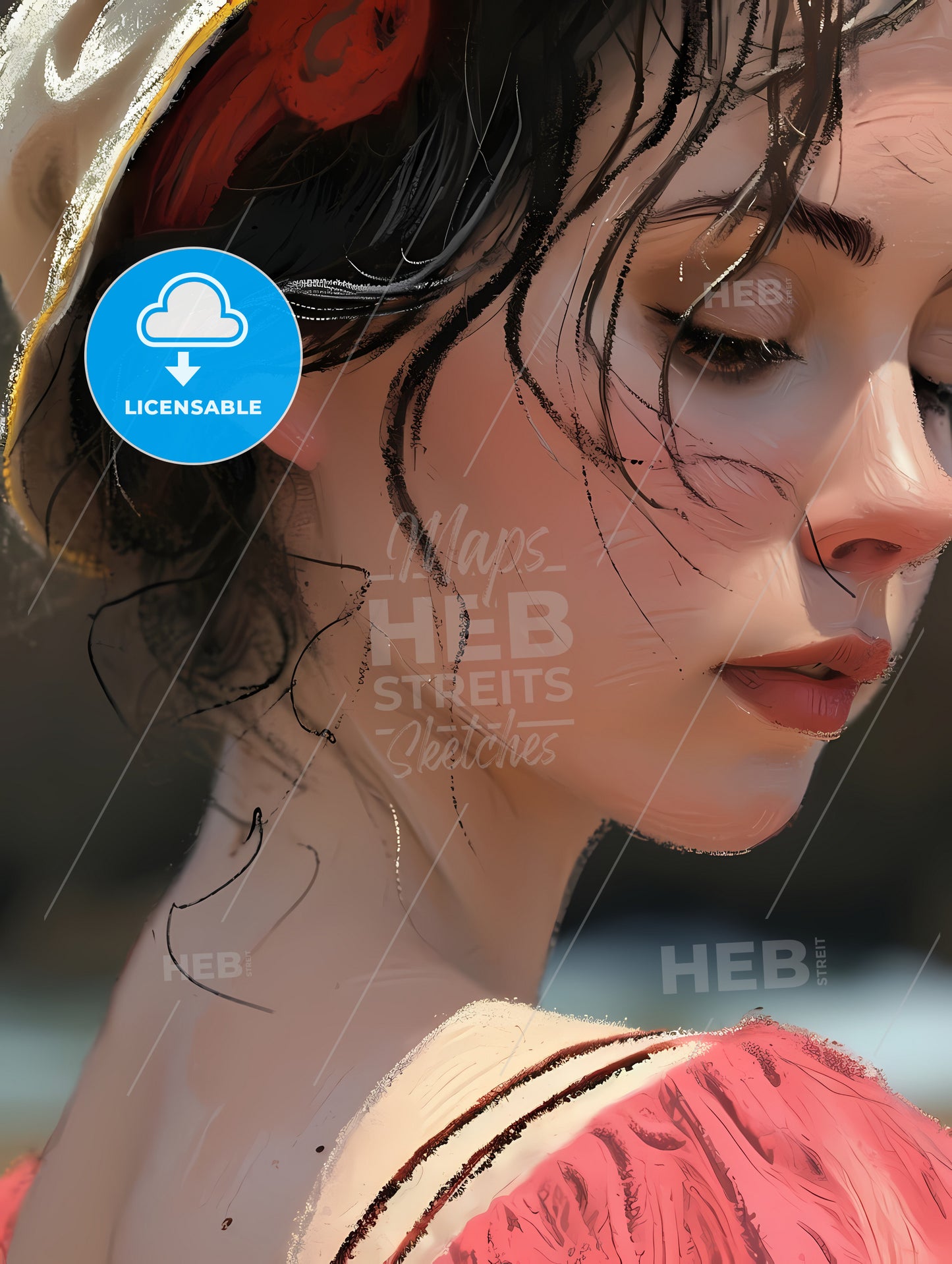 Pretty Lady At The Beach, A Woman With Her Eyes Closed