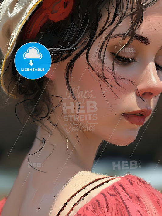 Pretty Lady At The Beach, A Woman With Her Eyes Closed