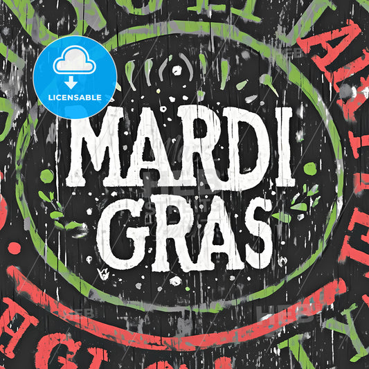 Mardi Gras, A Sign On A Wood Surface