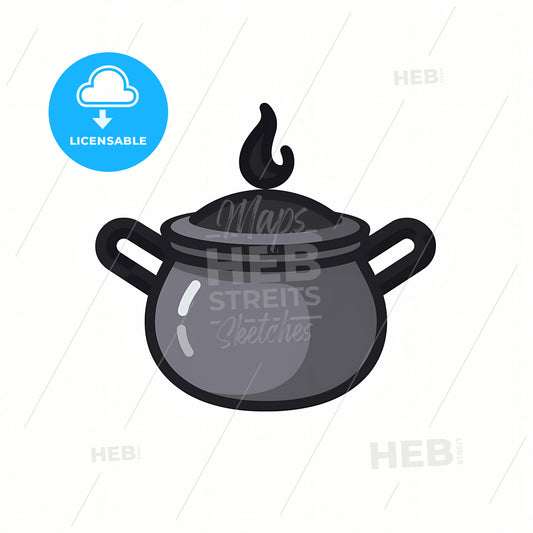 A Witch Cauldren Pot With Gray, A Cartoon Of A Pot
