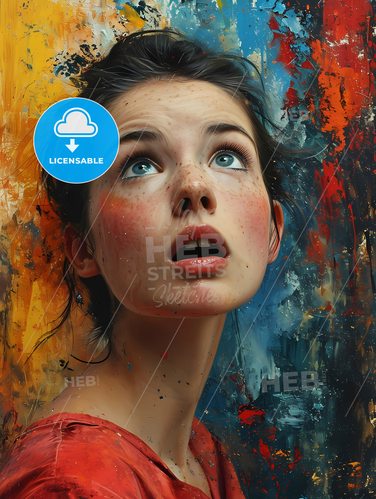 Shes Making Silly Faces, A Woman Looking Up With Her Mouth Open