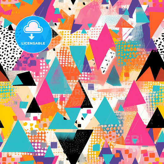 Colorful Triangle Seamless Pattern, A Colorful Pattern Of Triangles And Dots
