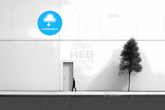 Diminished Minimalism Art, A Person Walking In Front Of A White Wall