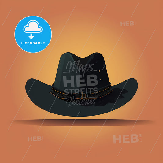 Cowboy Hat Sholhouette, A Black Hat With A Belt