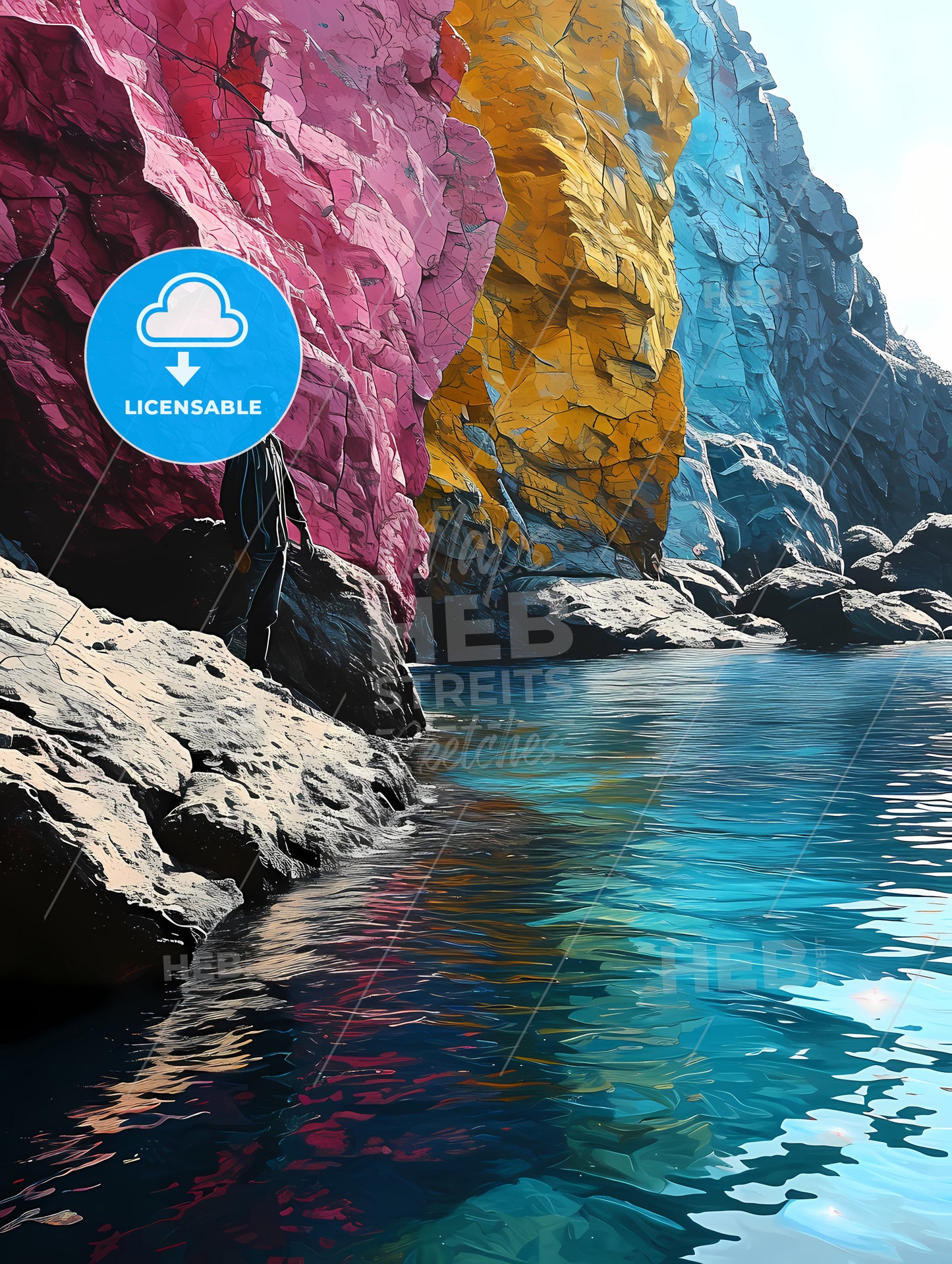 Gold Prospector Miner, A Man Standing On A Rock Near Water