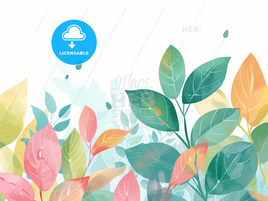 Rainy Background Soft And Gentle, A Close Up Of Leaves