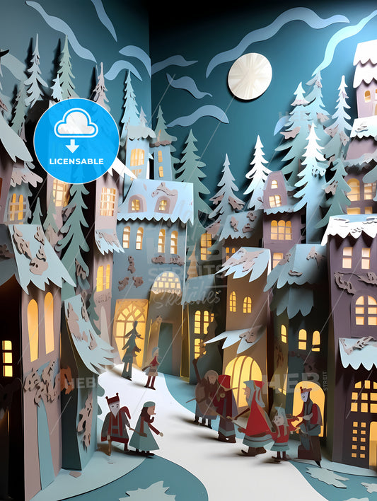 Paper Art Paper Cut Animation, A Paper Cut Out Of A Town