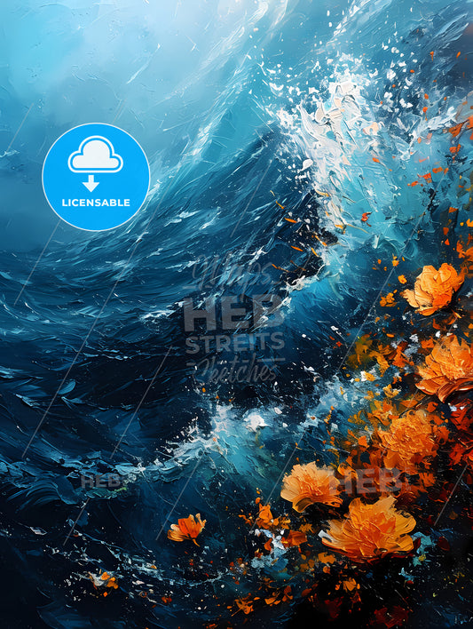 A Sea Of Dandelions Styled As Acrylic Art, Flowers On The Water