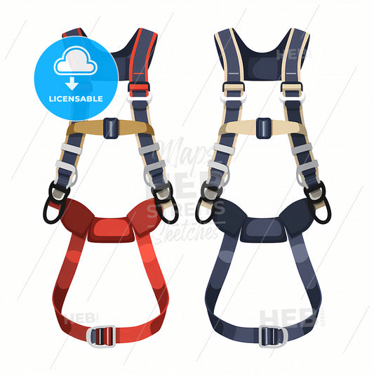 A Climbing Harness, A Pair Of Harnesses With Straps