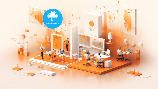 Virtual Trading Haven Illustration, A Group Of People In An Office