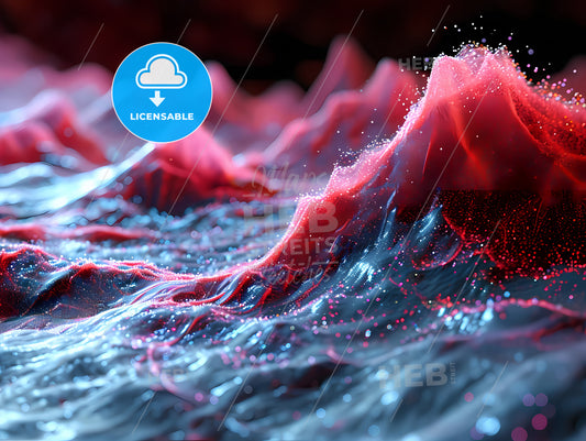 A Red And Black Wave Design Image, A Red And Blue Mountains