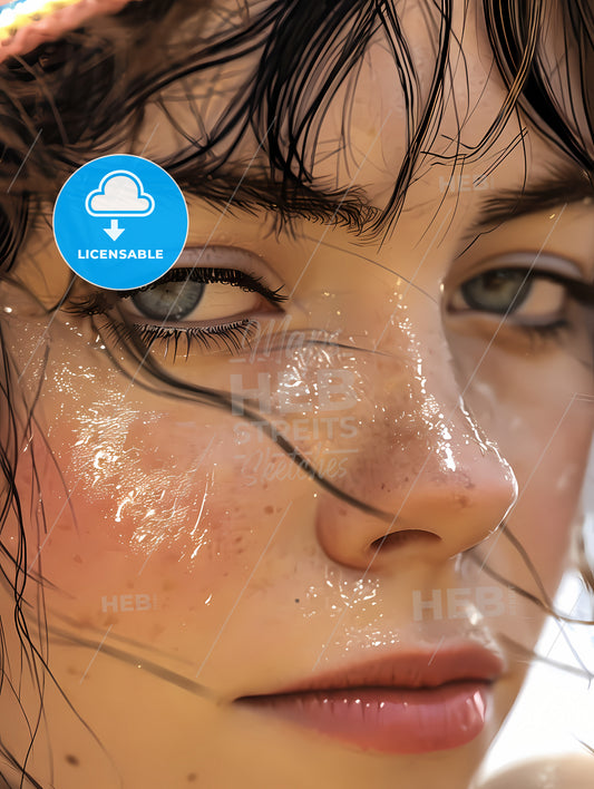 Pretty Lady At The Beach, A Close Up Of A Woman's Face