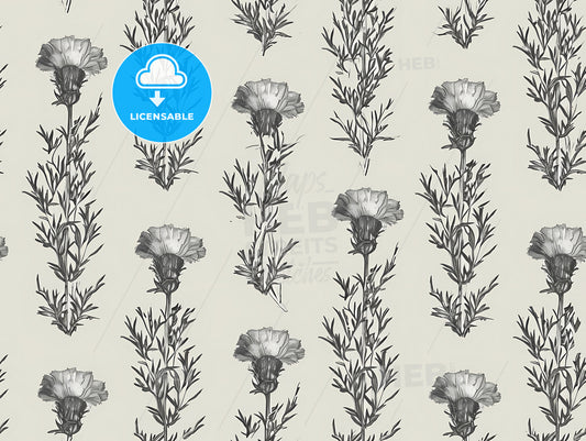 Seamless Monochrome Floral Pattern, A Pattern Of Flowers And Leaves