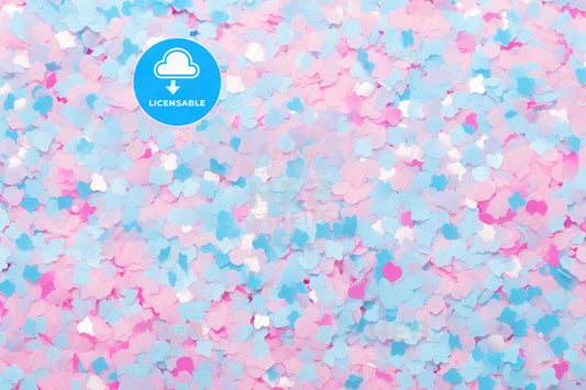 A Blue And Pink Coloring Background, A Pile Of Pink And Blue Confetti