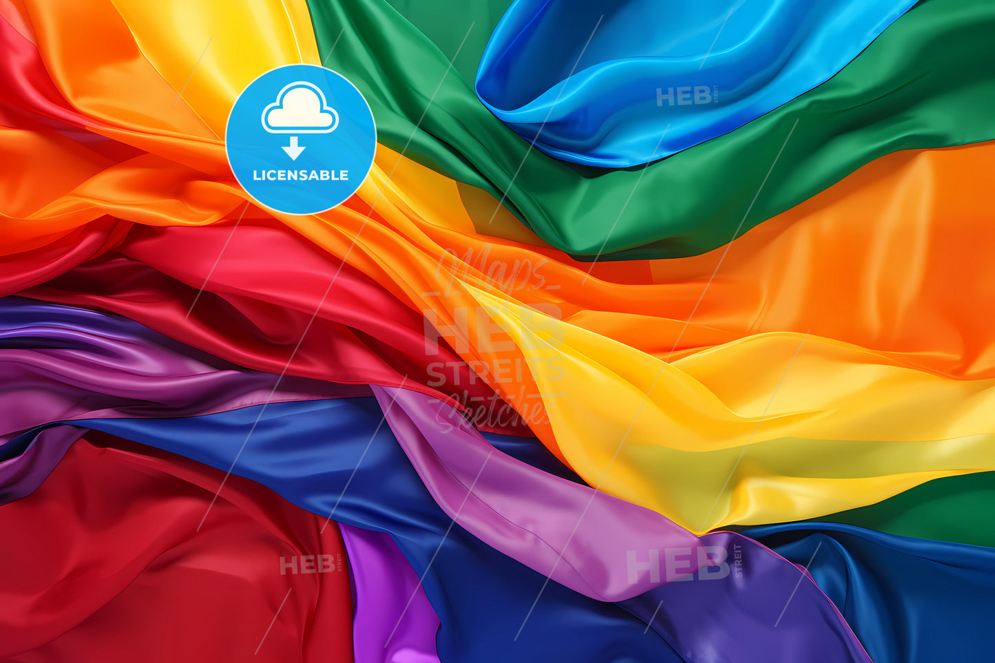An Image Of A Rainbow Flag, A Rainbow Colored Fabric