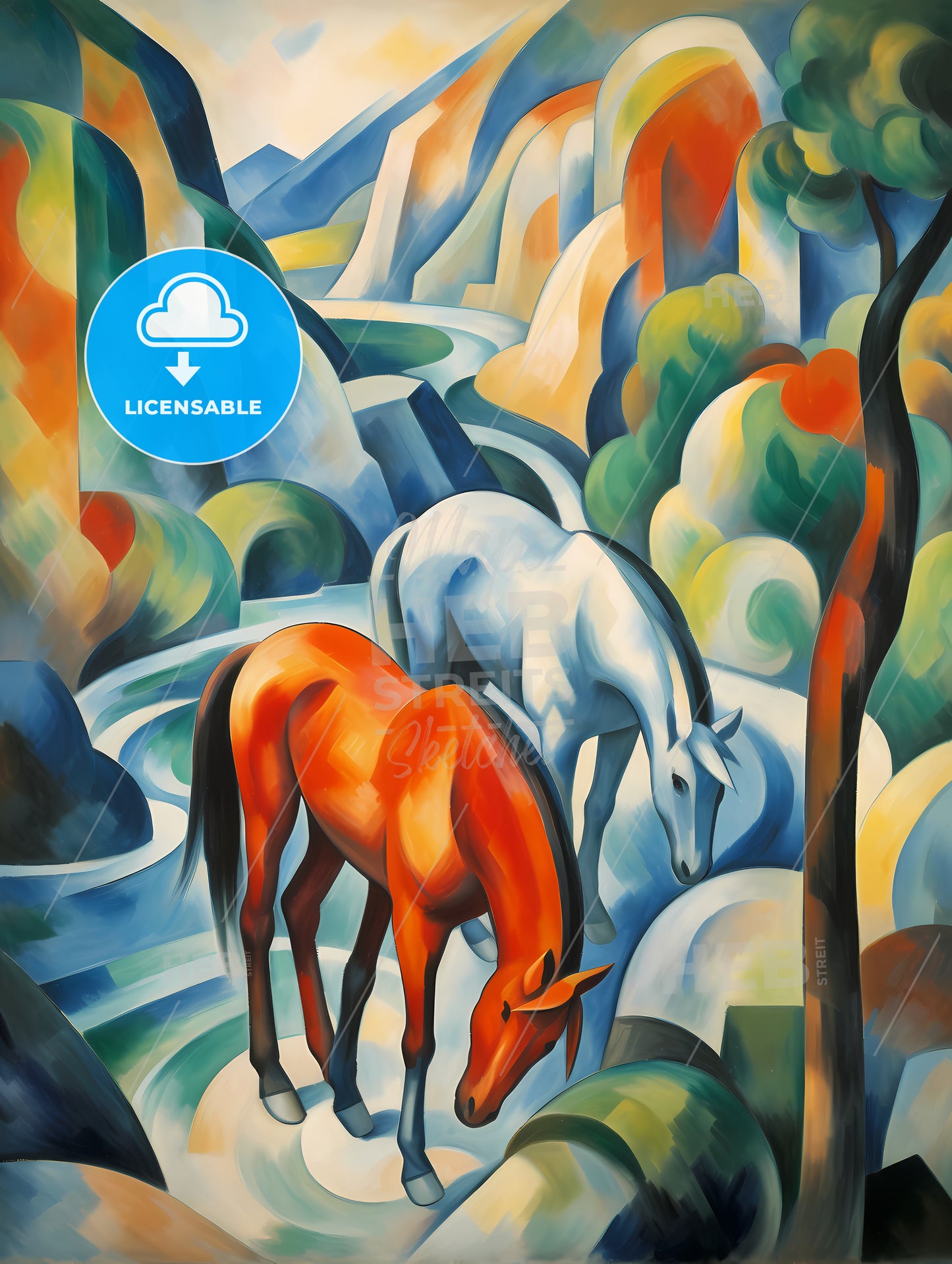If Franz Marc Was A Photographer, A Painting Of Horses In A River
