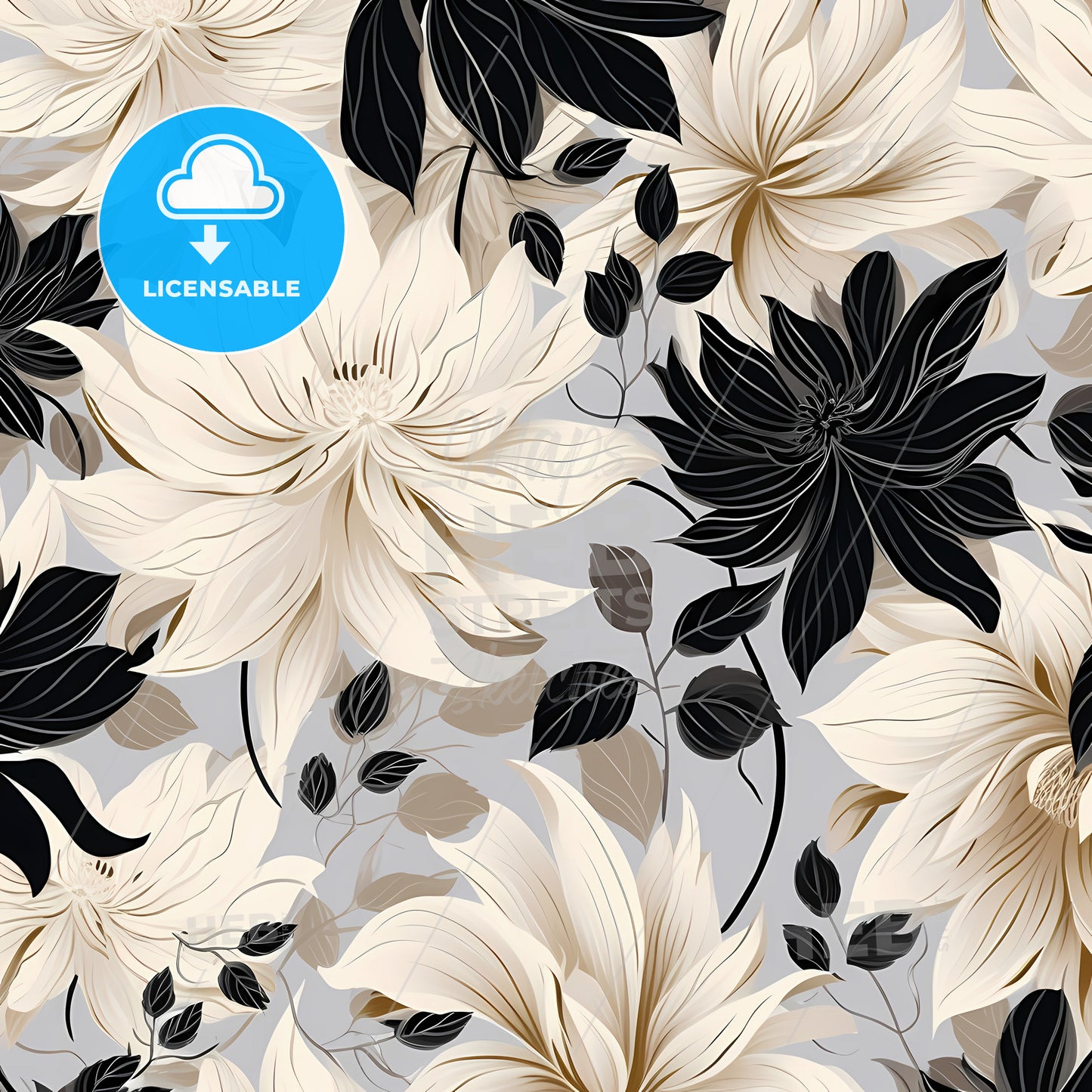 Abstract Flower Art Seamless Pattern, A Pattern Of Flowers And Leaves