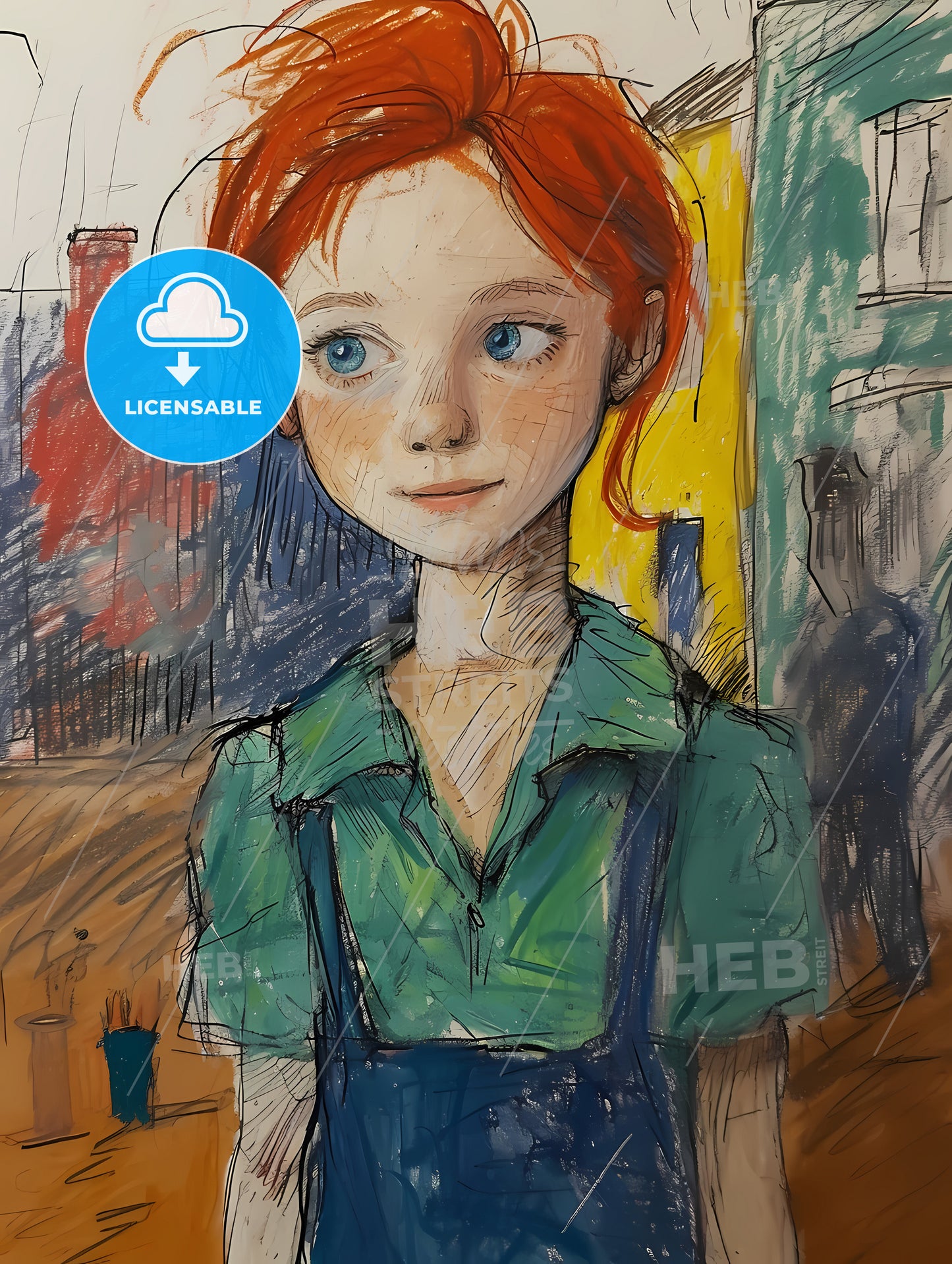 Scratchy Art. Child, A Drawing Of A Girl