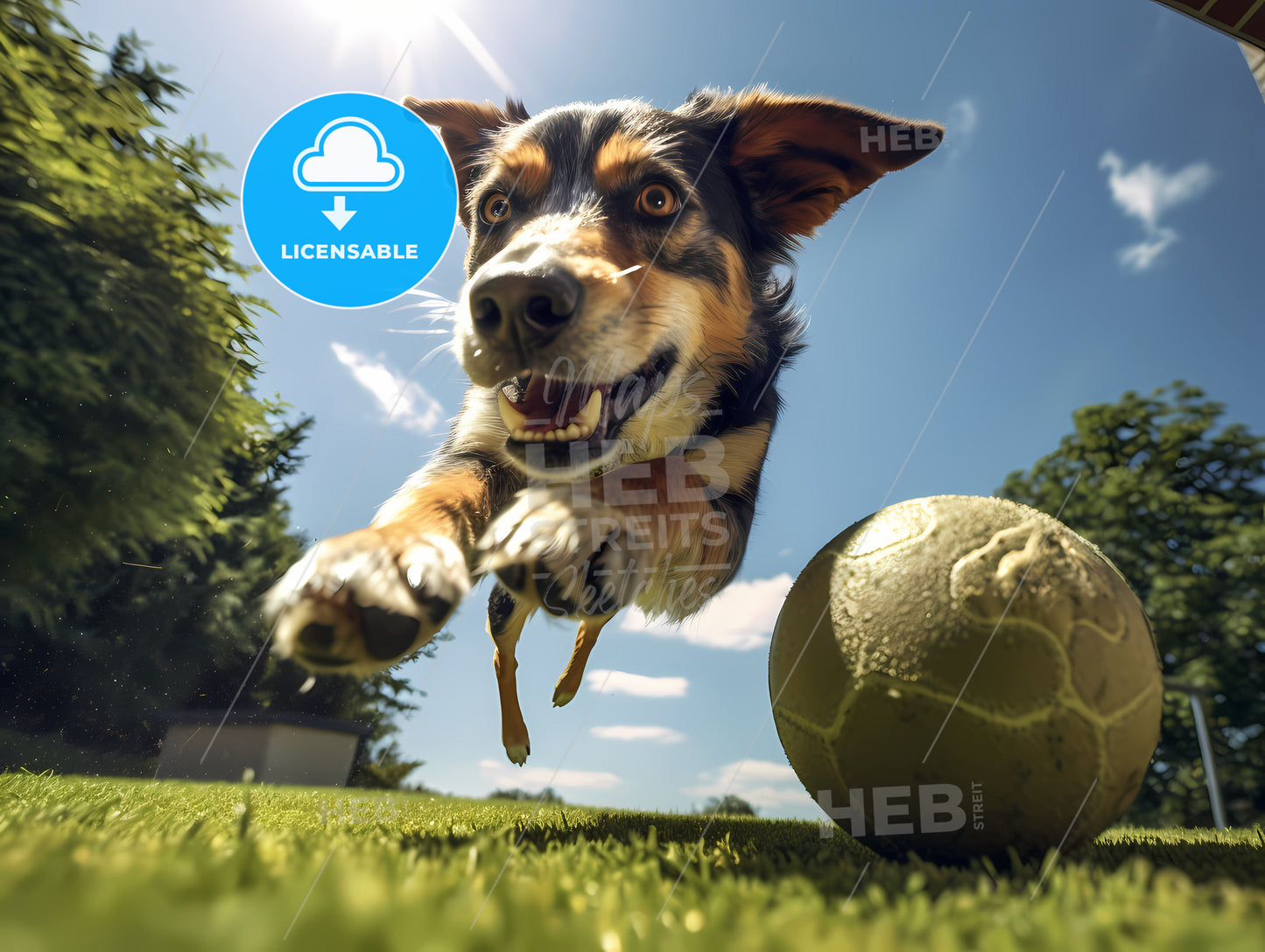 A Dog Chasing A Ball, A Dog Jumping To Catch A Ball