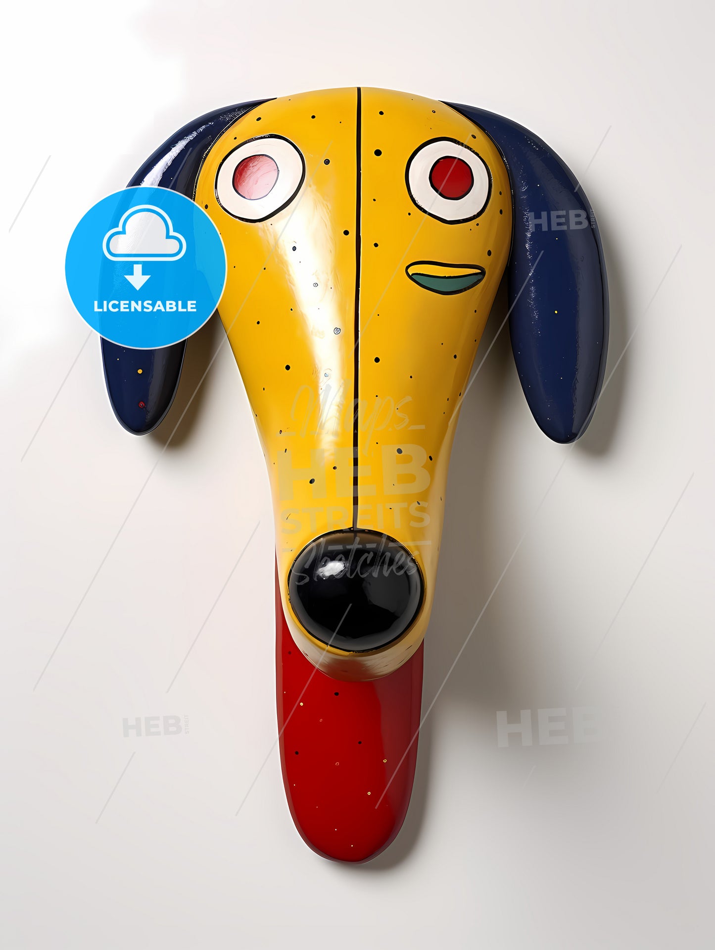 Minimalist Dog Art, A Yellow And Blue Dog Head
