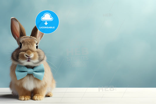Stylish Easter Rabbit With Copy Space, A Rabbit Wearing A Bow Tie