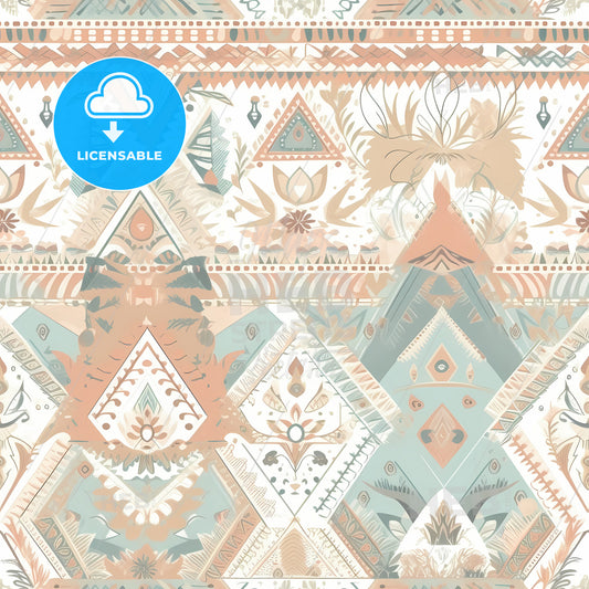 Repeating Boho Pattern, A Pattern Of Triangles And Flowers