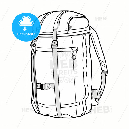 A Climbing Bag, A Black And White Drawing Of A Backpack