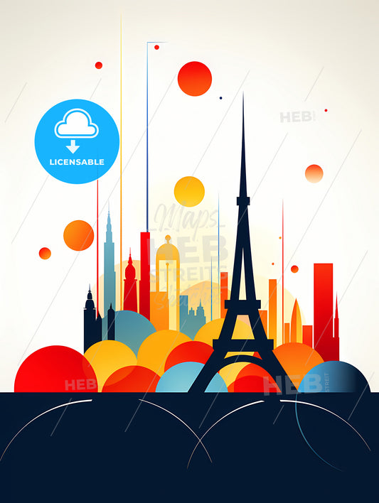 Minimalist Paris Skyline, A Tower In The City