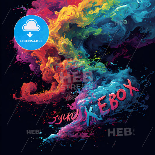Stylish Music Logo With The Text Jukebox, A Colorful Smoke In The Air