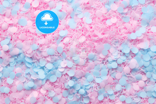 A Blue And Pink Coloring Background, A Pile Of Confetti