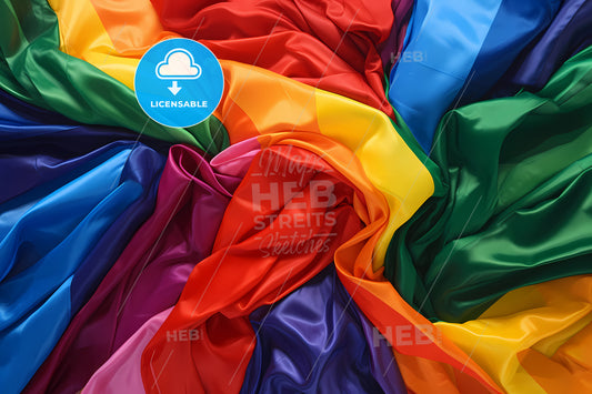 An Image Of A Rainbow Flag, A Rainbow Colored Fabric In A Spiral