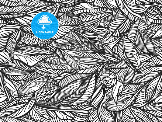 Seamless Monochrome Floral Pattern, A Black And White Pattern Of Leaves