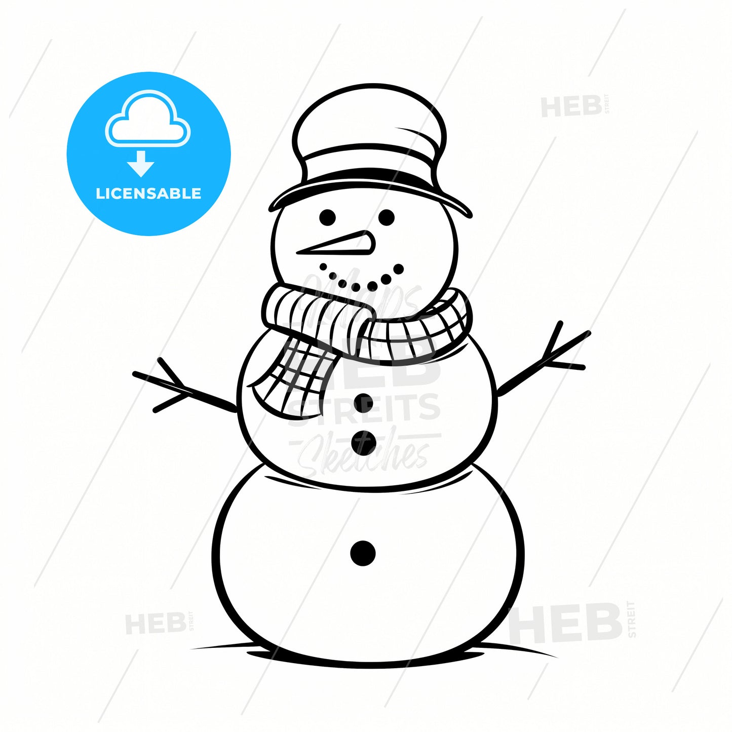 A Snowman, A Snowman With A Scarf And Hat