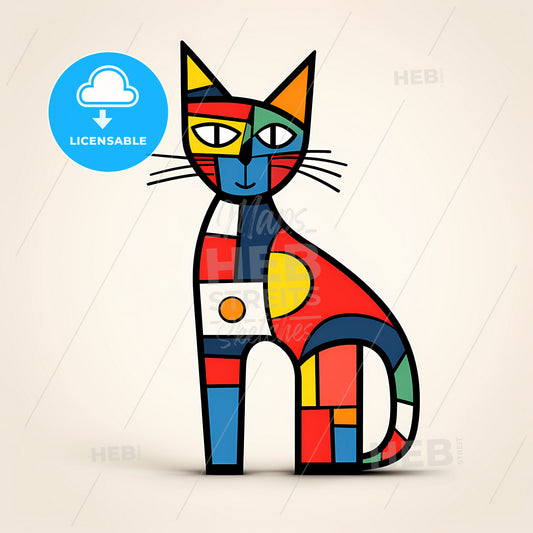 Create An Abstract Minimalist Cat, A Cat With Colorful Squares