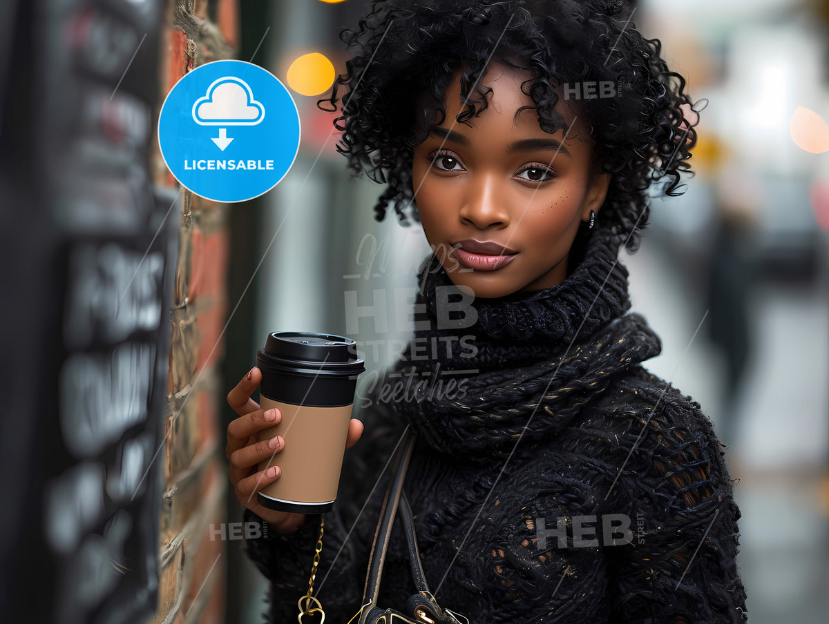 Black Winter Outfit, A Woman Holding A Coffee Cup