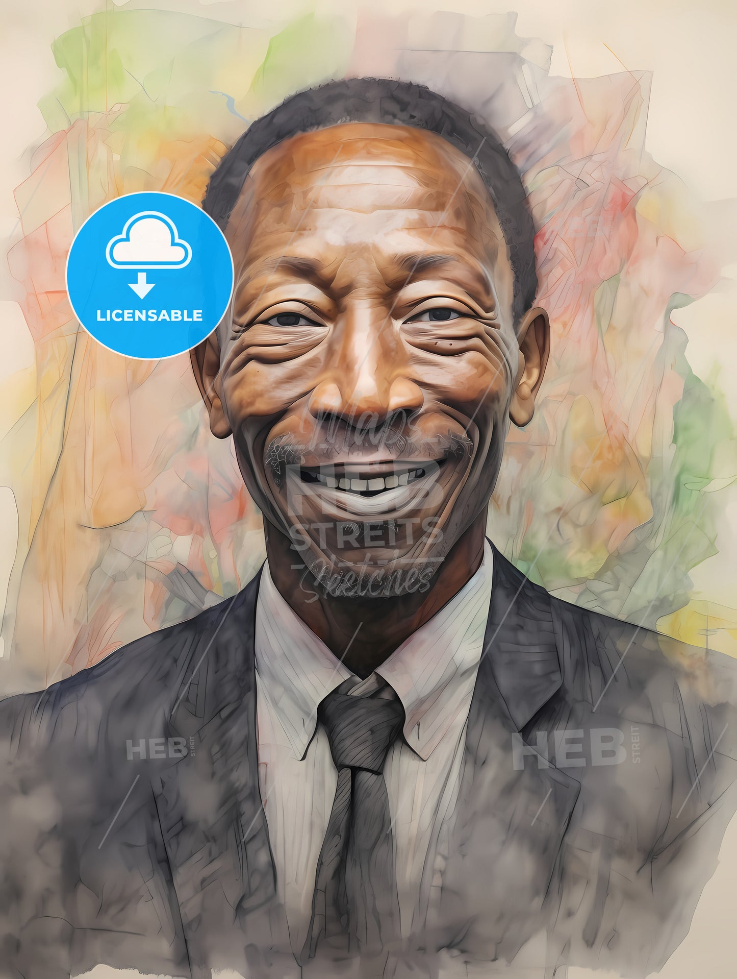 Elderldy Black Mans Full Face, A Man In A Suit And Tie