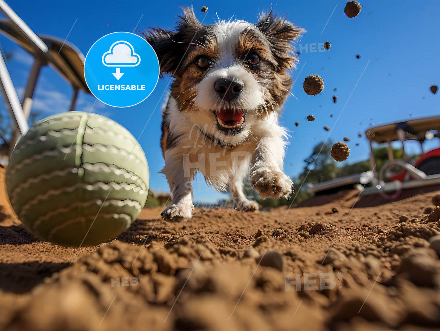 A Dog Chasing A Ball, A Dog Running With Balls In The Air