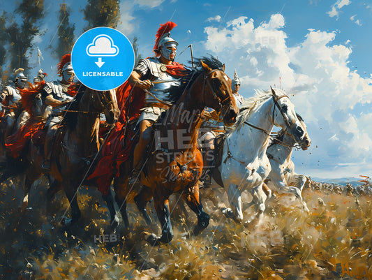 Roman Soldiers, A Group Of Men Riding Horses