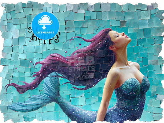 A Happy Birthday Birthday To A Little Mermaid, A Mosaic Of A Mermaid