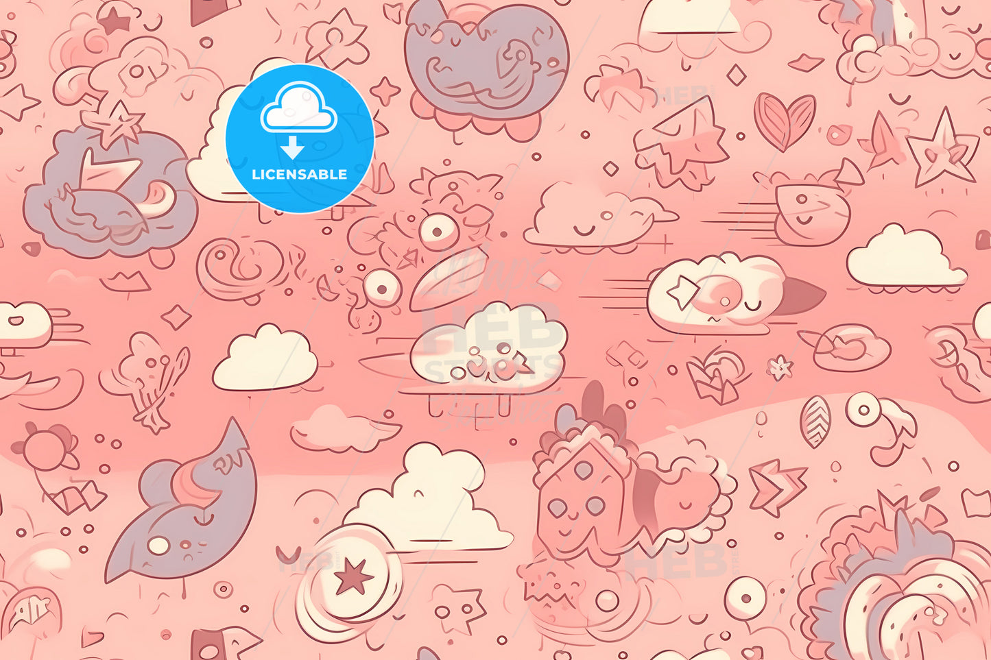 Fantasy Background, A Pink Background With Cartoon Drawings