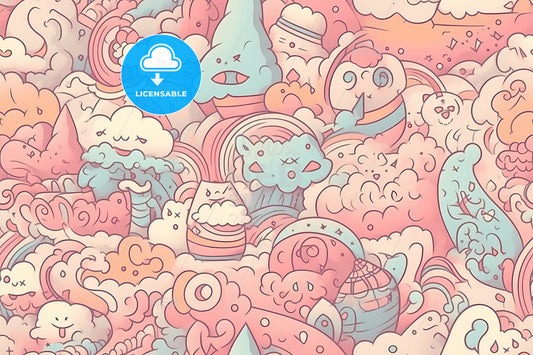 Fantasy Background, A Pattern Of Cartoon Doodles