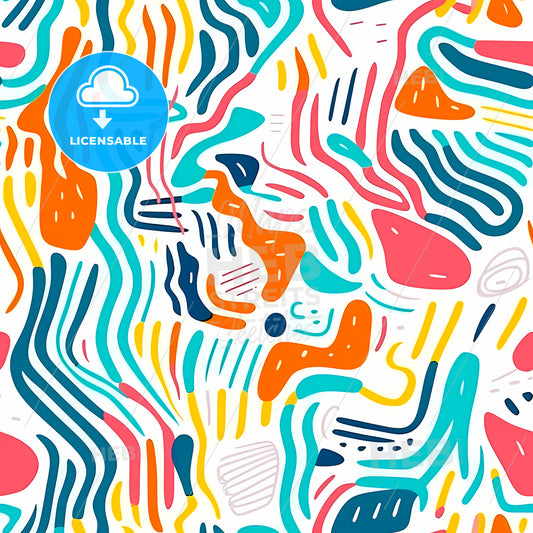 Colorful Line Doodle Seamless Pattern, A Colorful Pattern With Lines