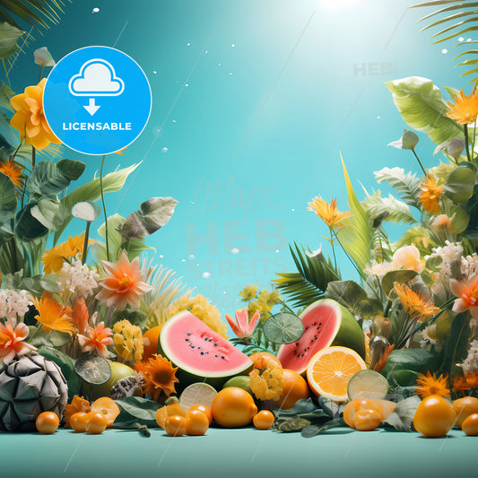 Welcome Summer Background, A Group Of Fruit And Flowers