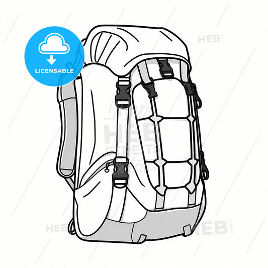 A Climbing Bag, A White Backpack With Black Straps