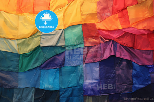 An Image Of A Rainbow Flag, A Rainbow Colored Fabric With Many Different Colors