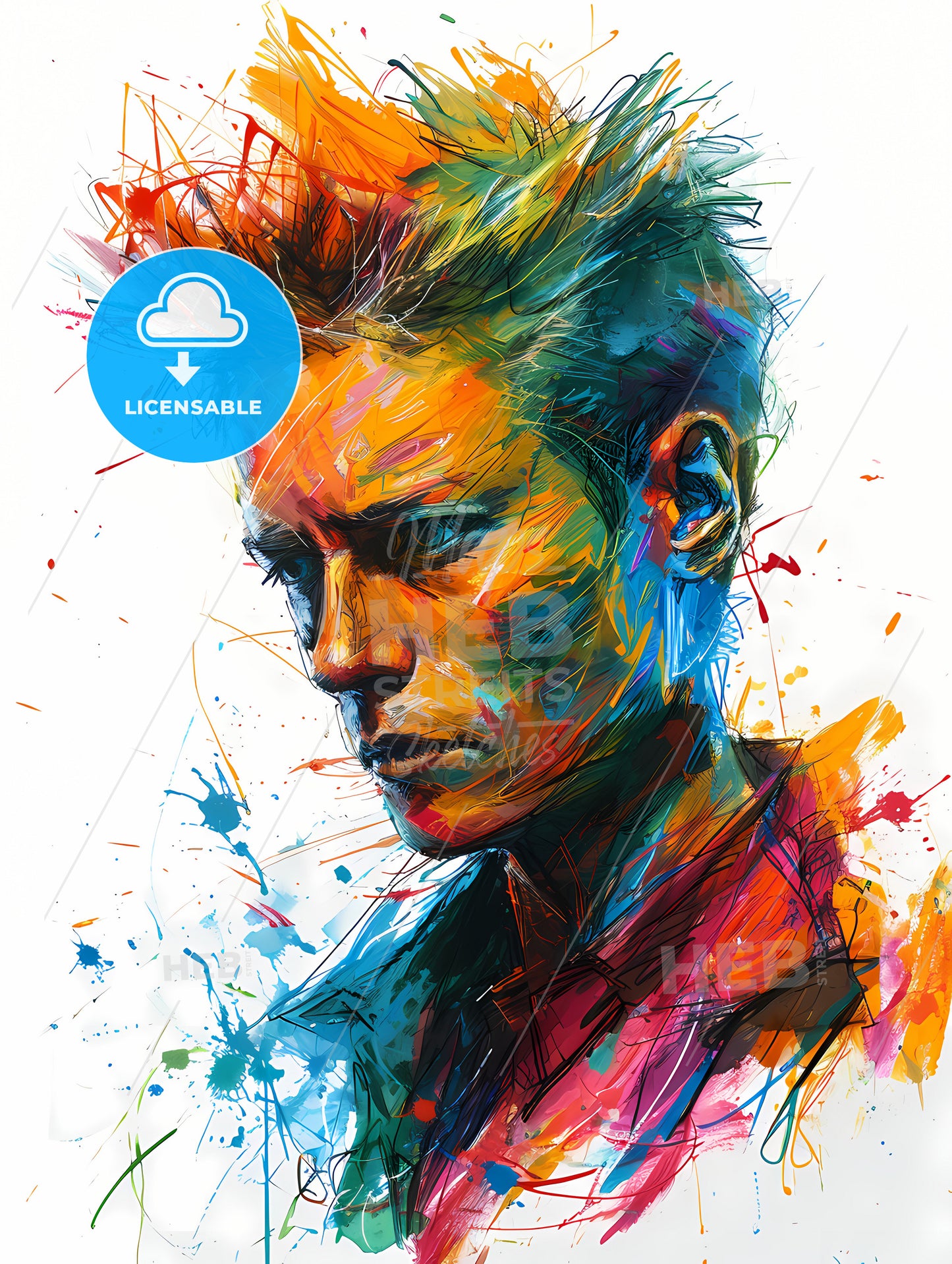 Knut Hebstreit Drawing, A Man With Splattered Hair